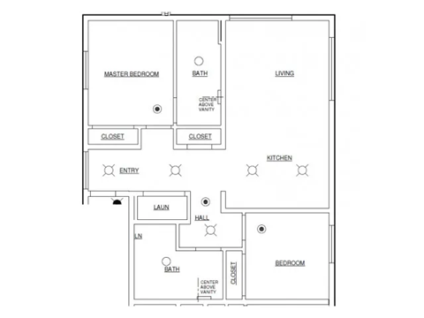 Floor plan for 2 beds, 2 baths, 984 sqft